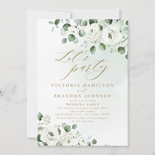 Invitación Fiesta floral de bodas rústicas Eucalyptus (Anverso)