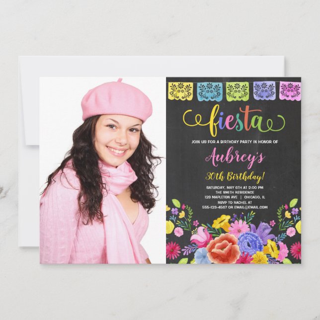 Invitación Fiesta floral de cumpleaños (Anverso)