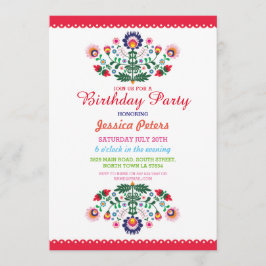 Invitación Fiesta floral de cumpleaños Viva Mexicana Cualquie