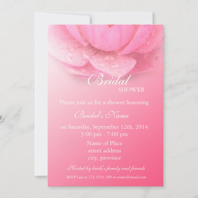 Invitación Fiesta floral de desposorios, nenúfar rosa (Anverso)