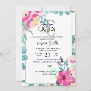 Invitación Fiesta Floral de Graduación de Escuela de enfermer