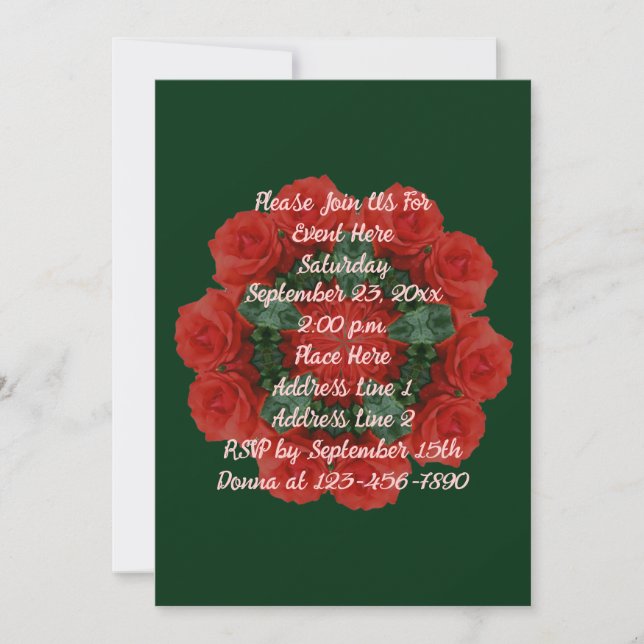 Invitación Fiesta floral de la corona rosa roja (Anverso)