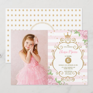 Invitación Fiesta floral de oro rosado de cumpleaños de la co