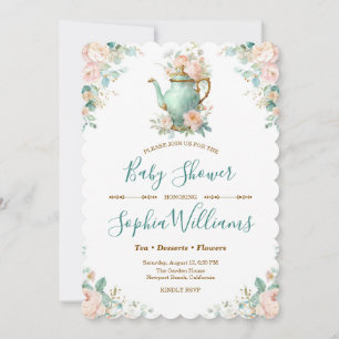 Invitación Fiesta floral de rosas vintage románticas shabby c