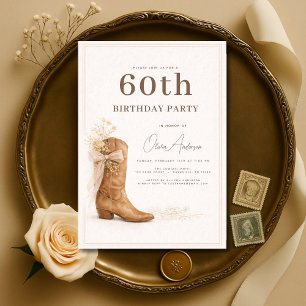 Invitación Fiesta floral de vaquera por 60 cumpleaños