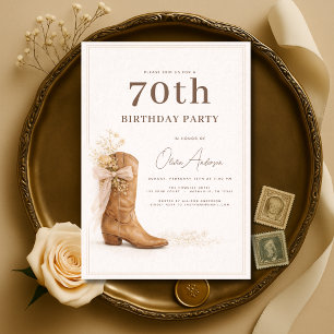 Invitación Fiesta floral de vaquera por cumpleaños 70