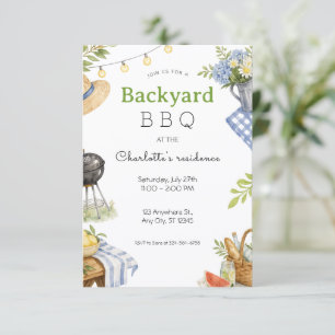 Invitación Fiesta Floral de Verano BBQ Rústico en el Patio