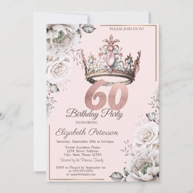 Invitación Fiesta Floral del 60º Cumpleaños de la Princesa Co (Anverso)