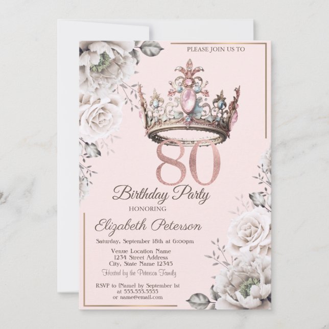Invitación Fiesta Floral del 80 cumpleaños de la Princesa Cor (Anverso)