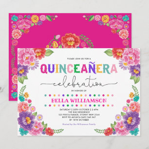 Invitación Fiesta floral divertida Quinceañera Fiesta de cump