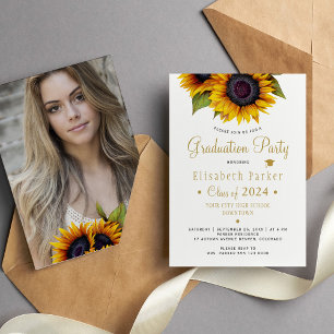 Invitación Fiesta floral elegante de graduación de moda FOTOG
