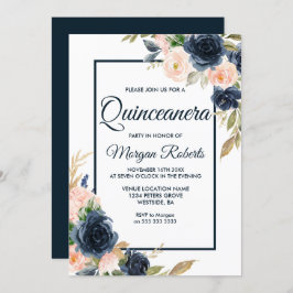 Invitación Fiesta floral elegante de la Marina y Rubor Quince