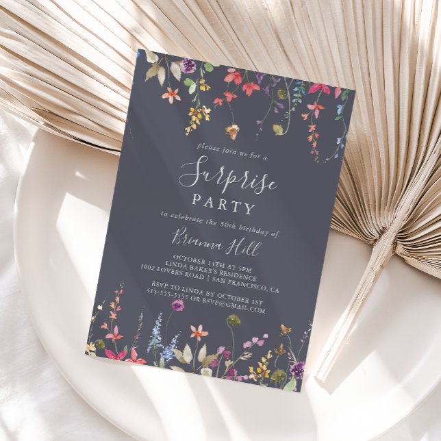 Invitación Fiesta Floral Floral Azul Clásico (Subido por el creador)