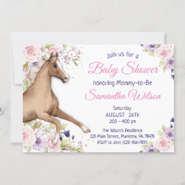Invitación Fiesta Floral Horse Baby Shower