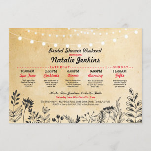 Invitación Fiesta Floral Itineraria Bachelorette