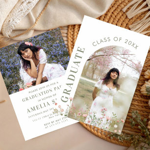 Invitación Fiesta Floral Jardín de Graduación de Flores Silve