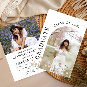 Invitación Fiesta Floral Jardín de Graduación de Flores Silve