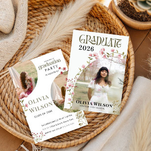 Invitación Fiesta Floral Jardín de Graduación de Flores Silve