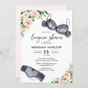 Invitación Fiesta Floral Lingerie ropa interior Ducha nupcial