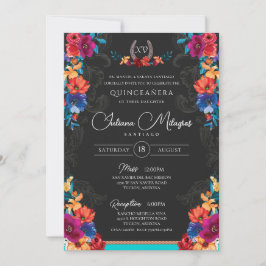 Invitación Fiesta Floral mexicana agrega tu foto Quinceanera