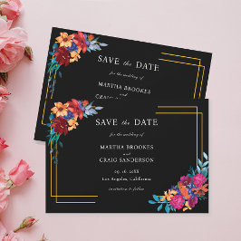 Invitación Fiesta floral mexicana: Boda negra salva la fecha