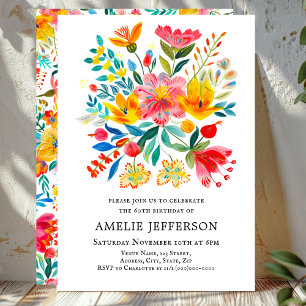Invitación Fiesta Floral Mexicana Cumpleaños