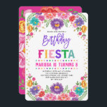 Invitación Fiesta floral mexicana Nacho fiesta media de cumpl<br><div class="desc">Invitación al cumpleaños Fiesta con vibrantes flores acuarelas de inspiración mexicana y confetti de oro falso</div>