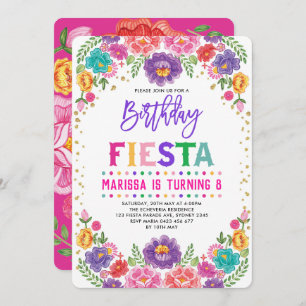 Invitación Fiesta floral mexicana Nacho fiesta media de cumpl