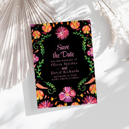 Invitación Fiesta Floral Mexicana Negra Aviso de Fecha de la 