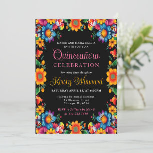 Invitación Fiesta floral mexicana Quinceanera