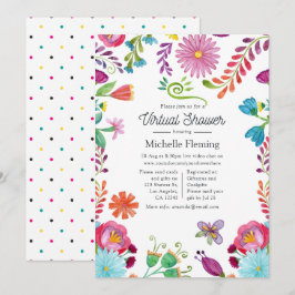 Invitación Fiesta floral mexicana virtual de baby shower
