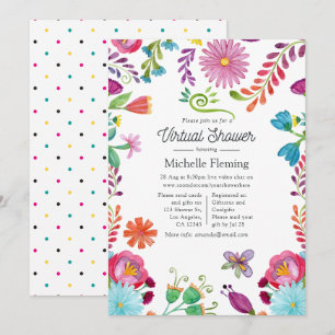 Invitación Fiesta floral mexicana virtual de baby shower