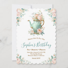 Invitación Fiesta floral romántica shabby chic con rosas vint