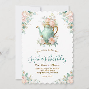 Invitación Fiesta floral romántica shabby chic con rosas vint