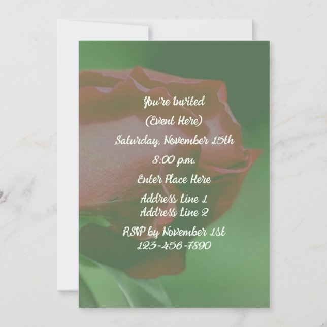 Invitación Fiesta Floral Rosa Roja  (Anverso)