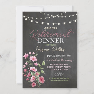 Invitación Fiesta floral rosada de la cena de jubilación de l