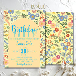 Invitación Fiesta floral rústica de cumpleaños con flores sil