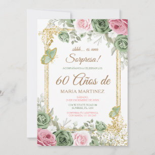Invitación Fiesta Floral Sorpresa Española Cumpleaños 60 Años