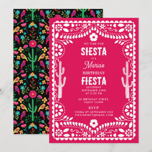Invitación Fiesta Floral Tradicional Mexicana Cumpleaños Rosa