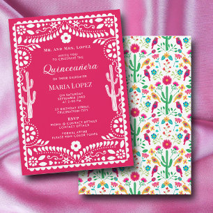 Invitación Fiesta Floral Tradicional Mexicana Rosa Quinceañer