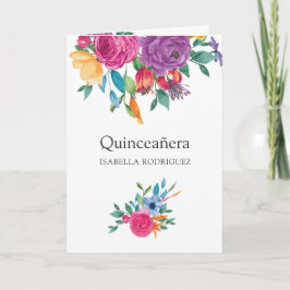 Invitación Fiesta floral Watercolor Quinceañera Foto