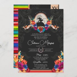 Invitación Fiesta Flores Brillantes Hermosas Rancho Quinceañe