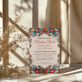 Invitación Fiesta Flores Coloridas Botánicas Boda Española