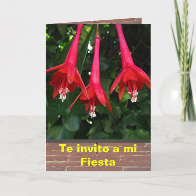 Invitación - fiesta - Flores de Fucsias (Anverso)