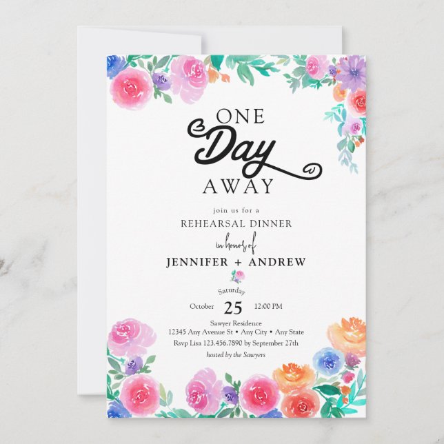 Invitación Fiesta | Flores mexicanas | Cena de ensayo (Anverso)