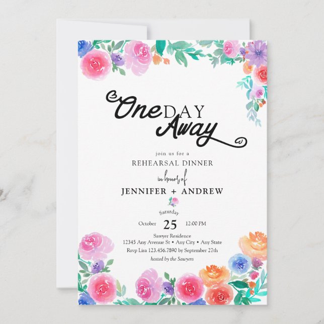 Invitación Fiesta | Flores mexicanas | Cena de ensayo (Anverso)