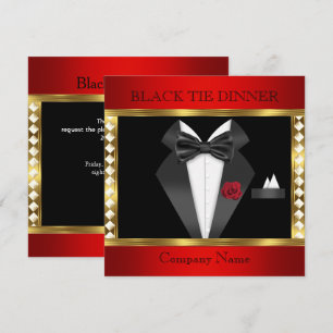 Invitación Fiesta Formal de Corbata Negra de Tuxedo Rojo Dora