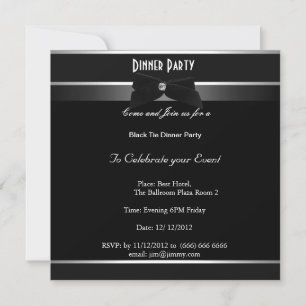 Invitación Fiesta Formal de Negro y Blanco para Cualquier Eve