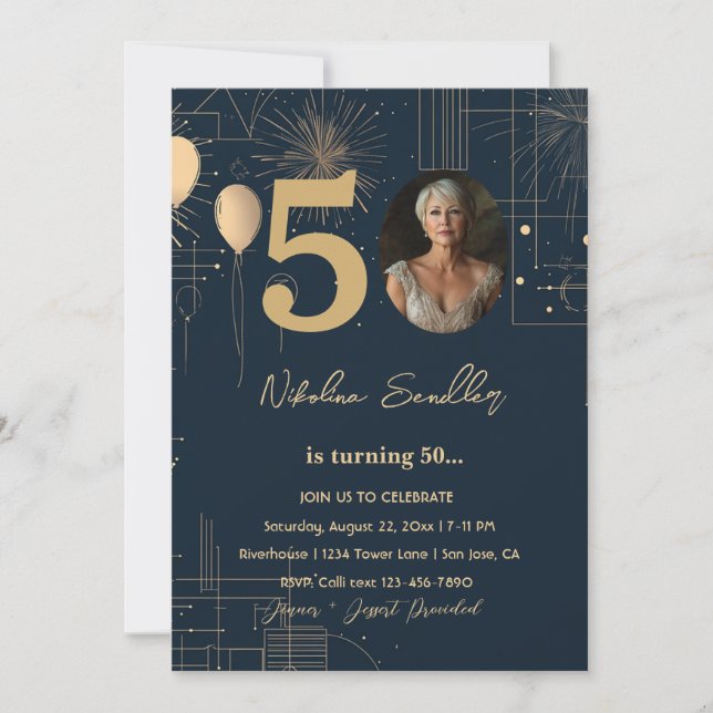 Invitación Fiesta formal y clásica de 50 años (Anverso)