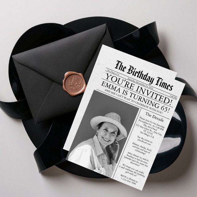 Invitación Fiesta fotográfico 65 de cumpleaños único de perió (Subido por el creador)